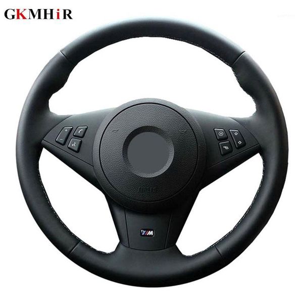 

gkmhir black hand sewing artificial leather car steering wheel cover for e60 e63 e64 m5 2005 2007 2008 m6 20071