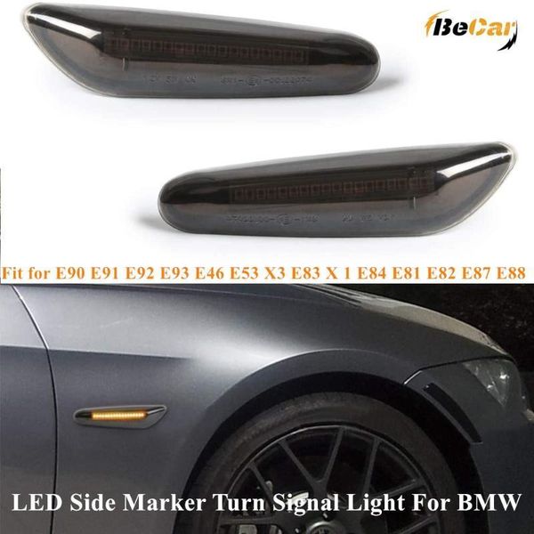 

2-pack smoked/clear lens amber led side marker turn signal light for e90 e91 e92 e93 e46 e53 x3 e83 x1 e84 e81 e82 e87 e881
