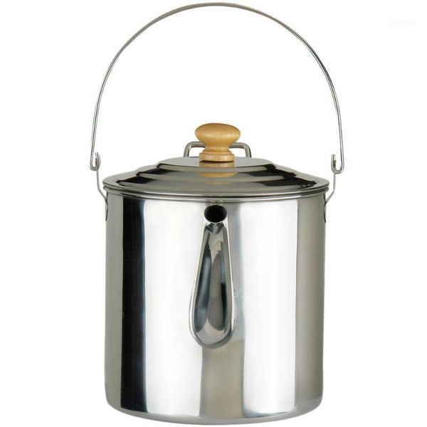

camp kitchen 2l / 3l outdoor camping pot kettle stainless steel coffee teapot for tableware hiking picnic1