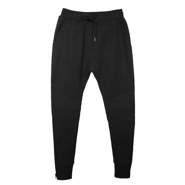 

new black locomotive fashion casual zippers plush pants men's slim warm elasticed waist motorcycle bikers trousers k1031-2