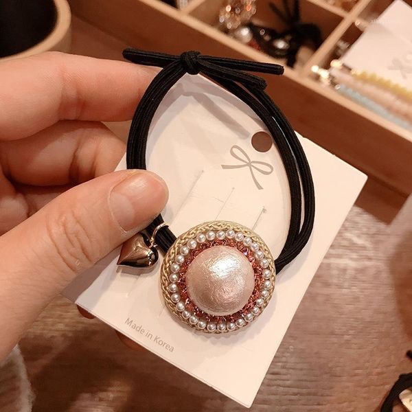 

2020 new sweet simple hairpin summer new korean girls sponge pearl rubber band hair rope for women fashion hair accessories1, Slivery;white