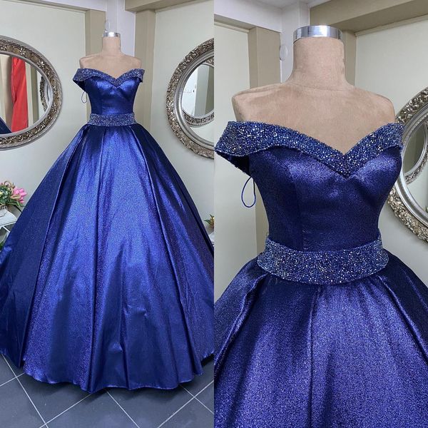 

sparkly blue ball gown v neck off shoulder quniceanera dresses with beaded shiny princess prom evening gowns vestidos de noche 2021, Black;red