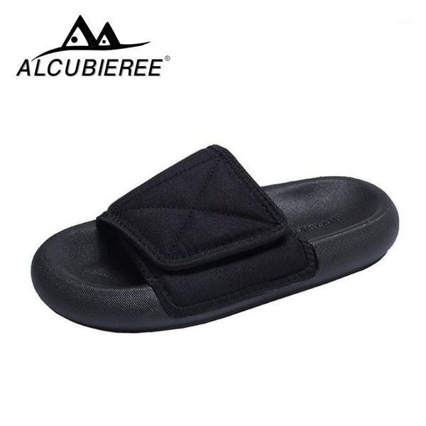 

slippers alcubieree men's couple beach canvas slipper adjustable wide feet flip flops casual shoes1, Black