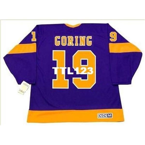 

421 #19 butch goring los angeles kings 1970.1978 ccm vintage ck home hockey jersey or custom any name or number retro jersey, Black