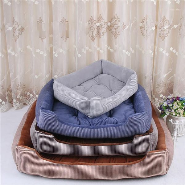 

kennels & pens hoomall warm dog bed mat puppy stripe soft kennel plush cozy nest for small medium large house winter pet supplies1