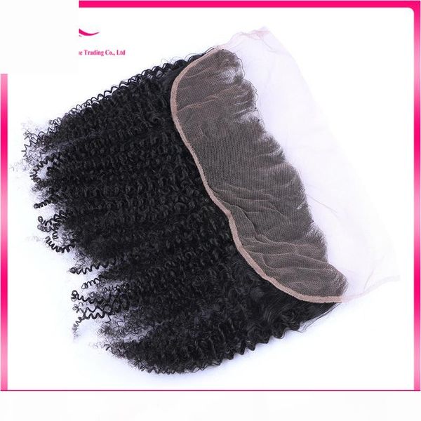 

8a mongolian afro kinky curly lace frontal closure 13x4 afro kinky curly ear to ear full lace frontals for black woman, Black;brown