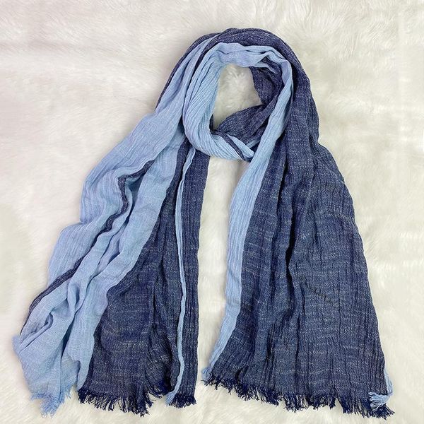 

unisex scarf 2020 kroea стиль весна хлопок и белье полосатый плед длинные женские шали моды sqcgqy dh_seller2010, Blue;gray