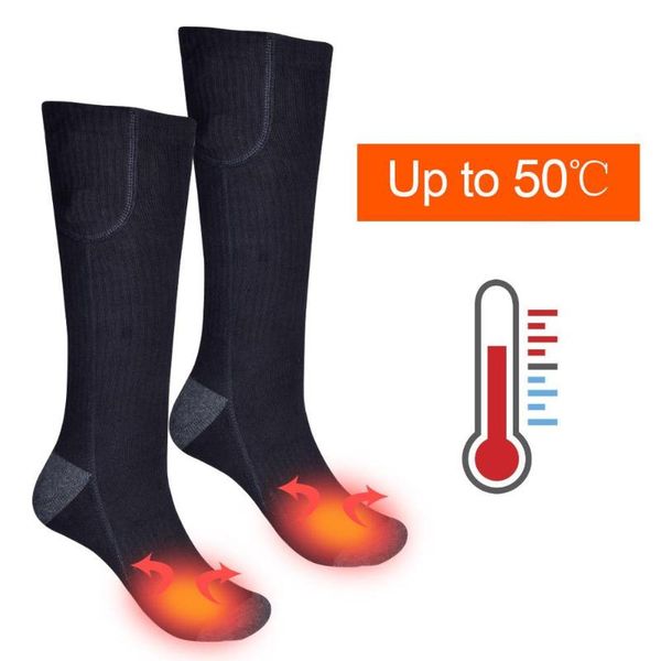 

sports socks electric heated scoks 3 heating settings thermal rechargeable battery for men women winter riding skiing hiking dropship, Black