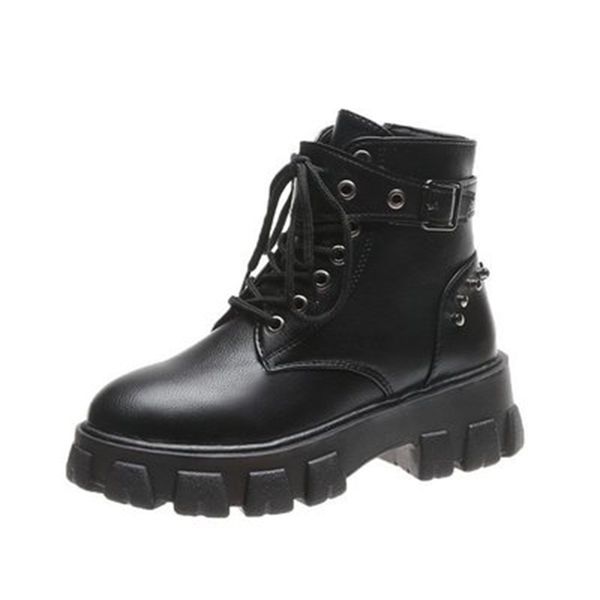 

new fashion 2021 chunky for leather plutonium water women's rebite boots side zip shoe short black 7qzg