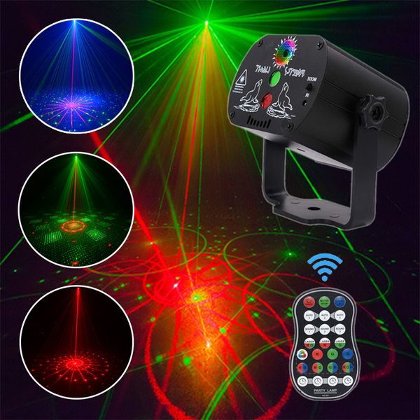 60 Patterns LED Disco Light Christmas Laser Projector Party Light USB Аккумуляторная RGB Stage Light для дома DJ Halloween Show Y201006