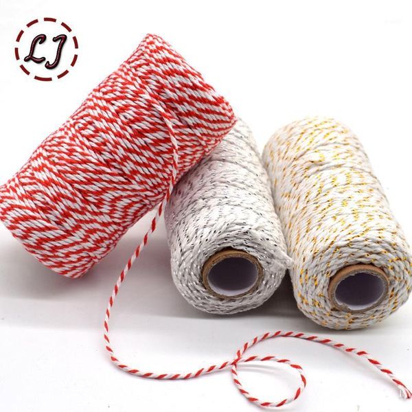 

wholesale 100meters/roll 2ply bakers twine string cotton cords rope for home handmade christmas gift packing craft projects diy1, Black;white
