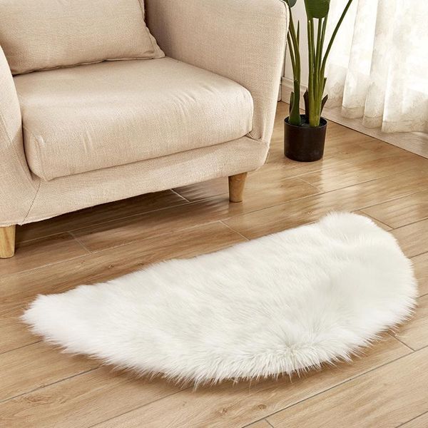 

semicircular soft artificial sheepskin rug chair cover bedroom mat artificial wool warm hairy carpet seat textil fur area rugs1