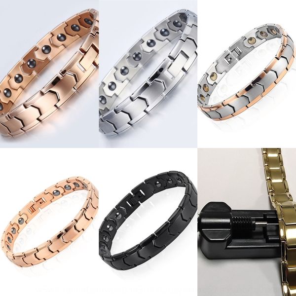 

oh93p health germanium magnet health care stainless titanium stainless steel stee bracelet magnet therapy care magnetic therapy titanium ger, Golden;silver