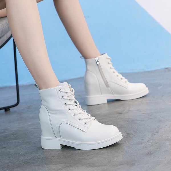 

boots autumn and winter plus velvet women's shoes 2021 korean version increased casual leather short fashion fd-261, Black