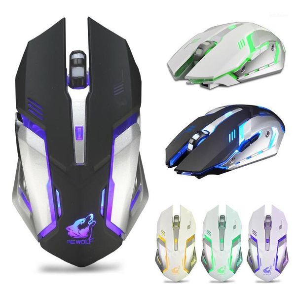 Mouse X7 7 colori luce silenziosa 6 pulsanti mouse da gioco ottico wireless ricaricabile1