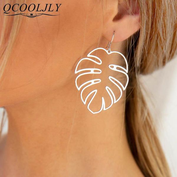 

dangle & chandelier 12 colors creative bohemian hollow monstera leaf drop earrings for women jewelry accessories holiday party gift oorbelle, Silver