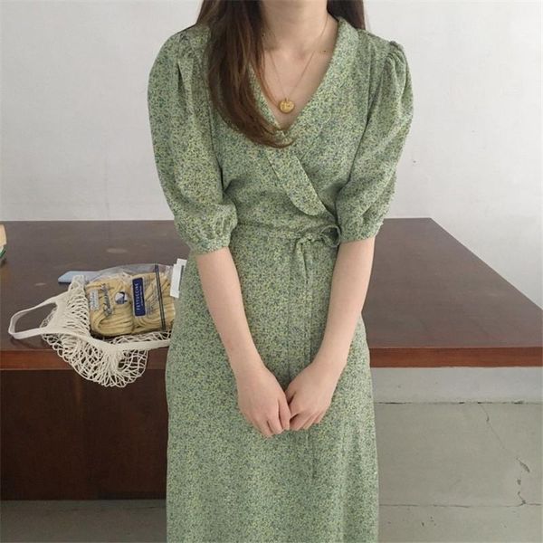 

elegant chiffon floral women long dress 2021 new spring v neck sashes maxi dress party cap sleeve female dresses vestidos, Black;gray