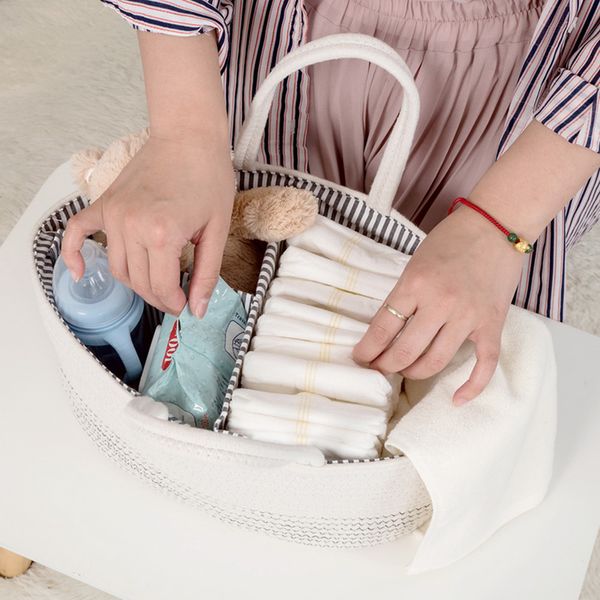 100% corda de algodão Baby Room Cesta de fralda é adequado para wipe wipe toy storage lj201204
