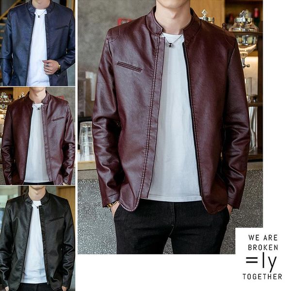

spring autumn male outwear men's leather jackets men's jacket coats pu jacket autumn new pu leather casual, Black;brown