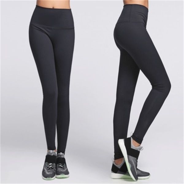 

women yoga back waist high rise leggings super quality high elastic waist solid 4-way stretch skinny pants size xxs- 201103, Black
