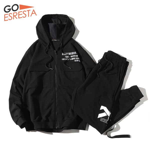 

goesresta 2020 new men's long-sleeved suit 2 pieces casual large size sports wild cotton street sports long-sleeved suit men 1022, Gray