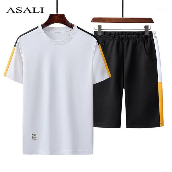 

summer tracksuit men 2020 sportswear mens set new t shirts + shorts 2 piece set casual tracksuits male track suit plus size 4xl1, Gray