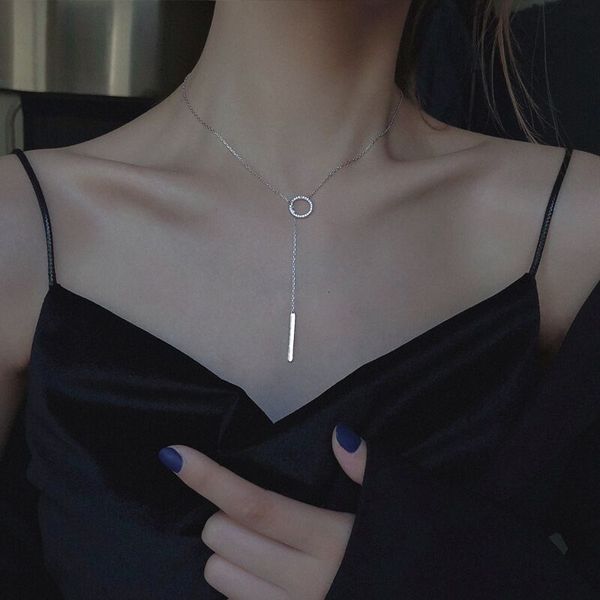

silver circle long necklaces women's fashion cool sweater chain long 2020 new net red