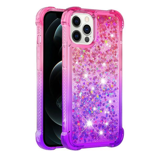 

liquid quicksand glitter gradual cases for iphone 12 11 xr xs max 7 8 plus cover anti-drop