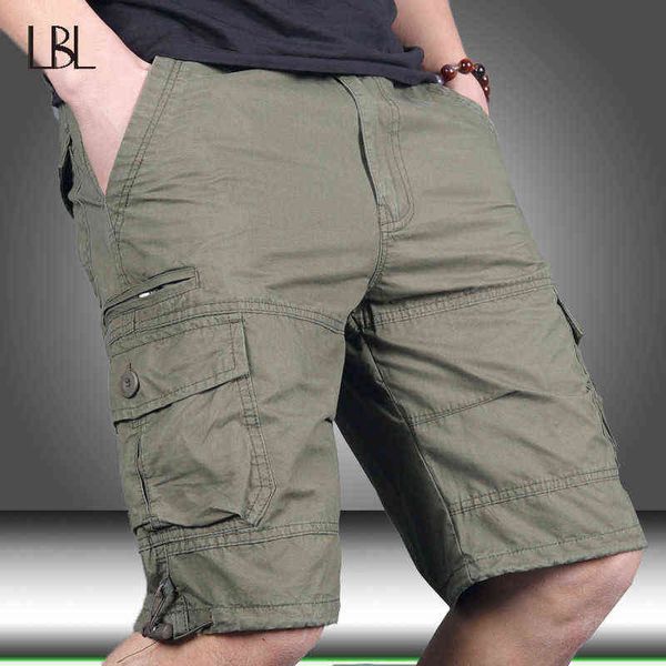 

cargo shorts mens military camo tactical jogger men cotton loose work casual short pants summer thin multi-pockets 220312, White;black