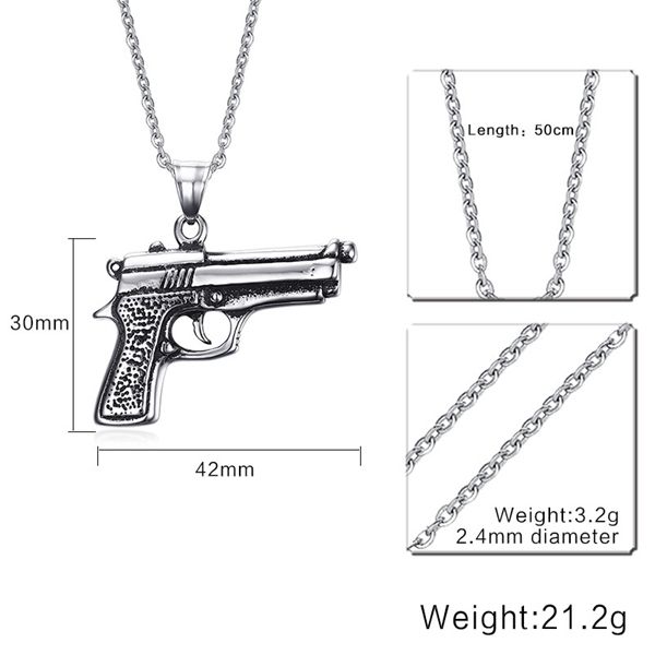 

qwc cce49 stainless steel necklace sell gold color single 42mm pistol gift women jewelry q1209, Bronze;silver