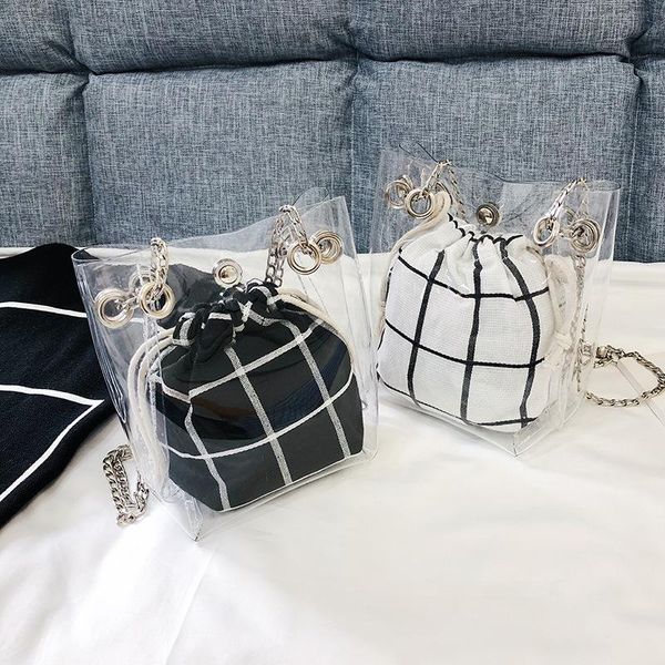 

женская сумка 2020 прозрачный малый квадрат сумки на ремне диагональ jelly малый