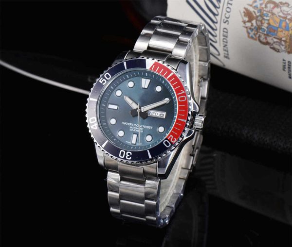 

solid steel band quartz multi-function watch, Slivery;brown