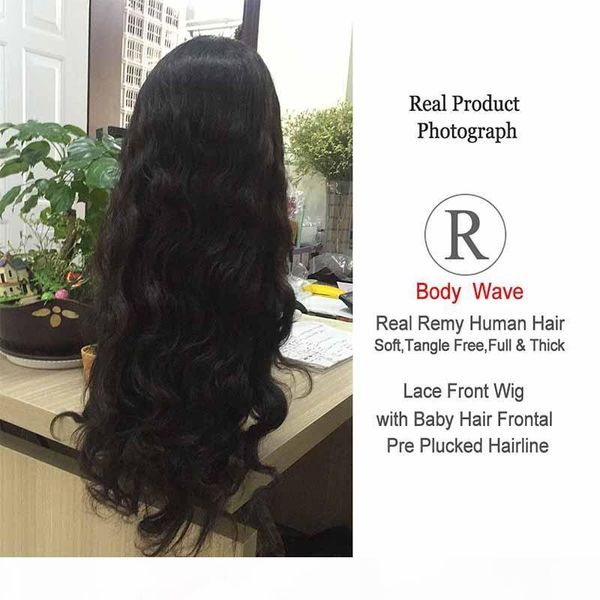 

pre plucked body wave human hair lace front wigs with baby hair natural color safe delivery by epacket for brazilian black women