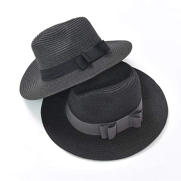 

flyber classical straw fedora black male jazz hat warm wide brim women hats summer spring casual party chapeau1, Blue;gray