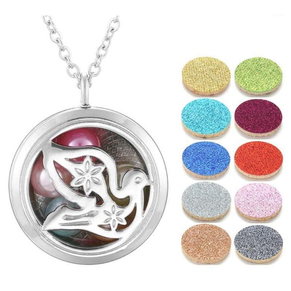 

peace dove pearl cage locket pendant necklace living memory floating locket charms aroma essential oil diffuser necklace gifts1, Silver