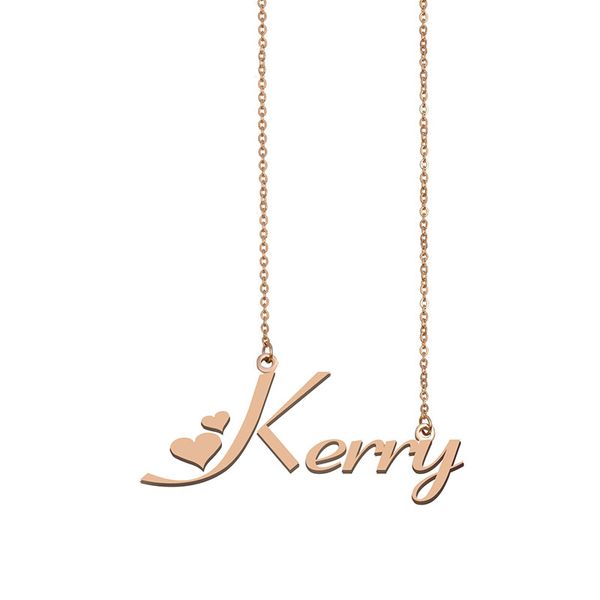 

kerry name necklaces pendant custom personalized for women girls children friends mothers gifts 18k gold plated stainless steel, Silver