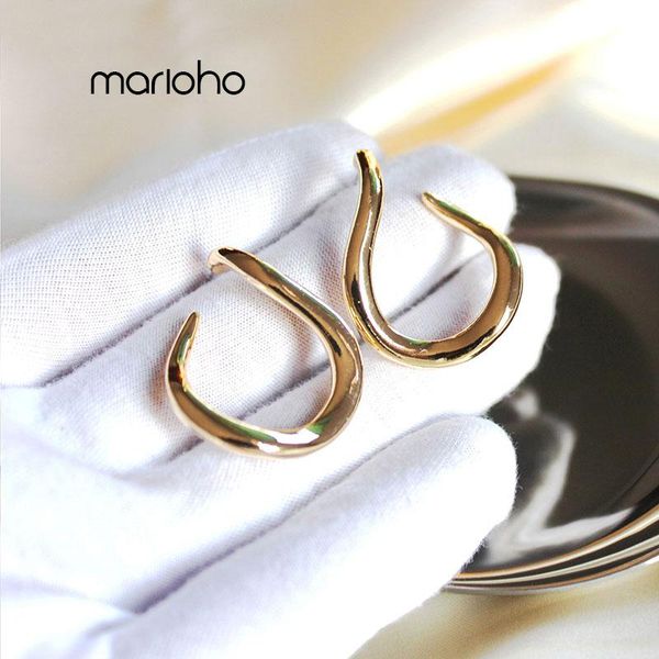 

hoop & huggie punk personality gold silver color arc hollow earrings metal twist statement simple party jewelry for women, Golden;silver