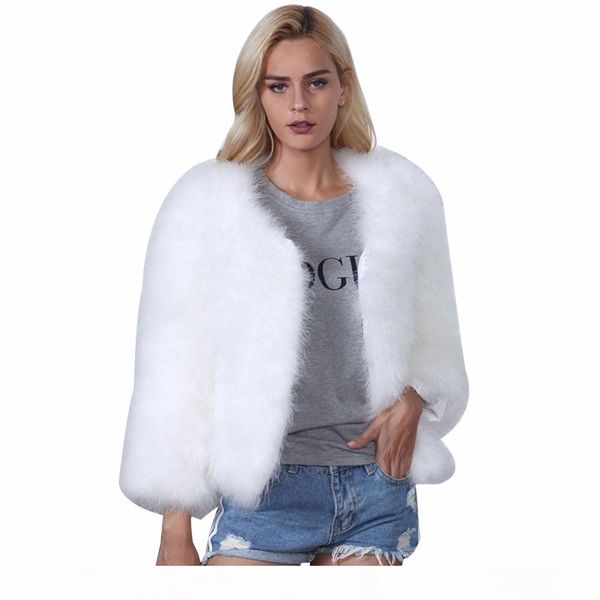 

2017 winter faux fur coat women long sleeve chic warm short style fur jacket womens fake outwear ladies 3xl f3, Black