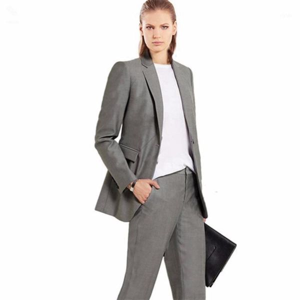 

jacket+pants women business suits gray single breasted female office uniform evening wedding formal ladies trouser suit set w701, White