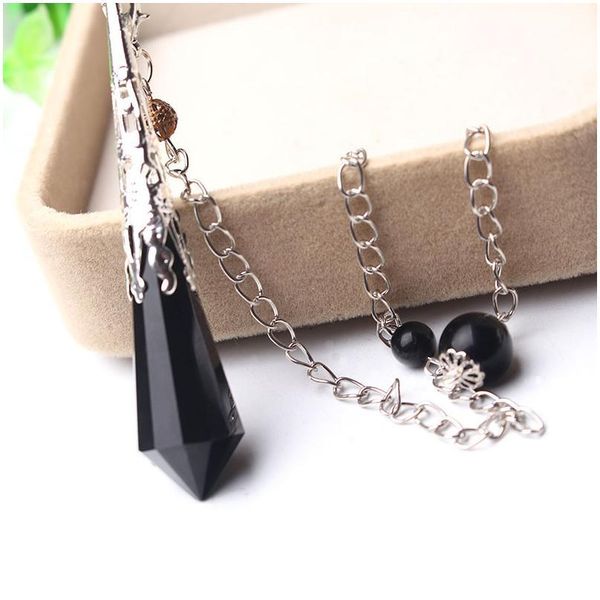 

new natural black obsidian pendulums for dowsing reiki chakra healing crystalscharms necklace filigree pendant new qylumj