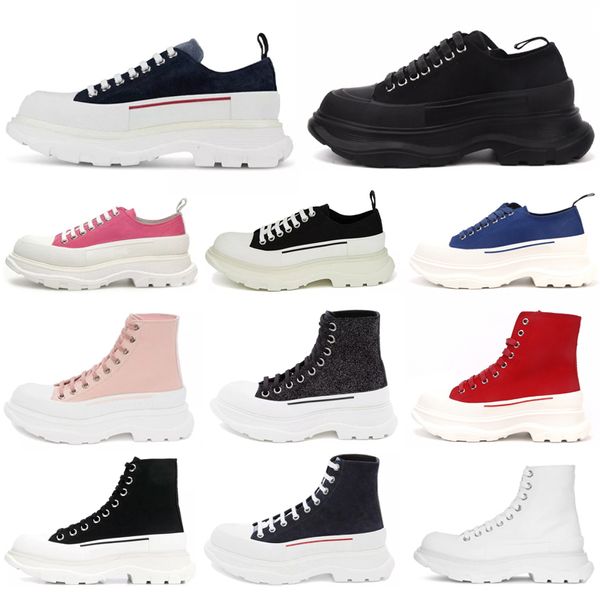 

fashion tread slick lace up canvas oversized shoes sneaker women high low sole black royal platform red pink white womens sneakers