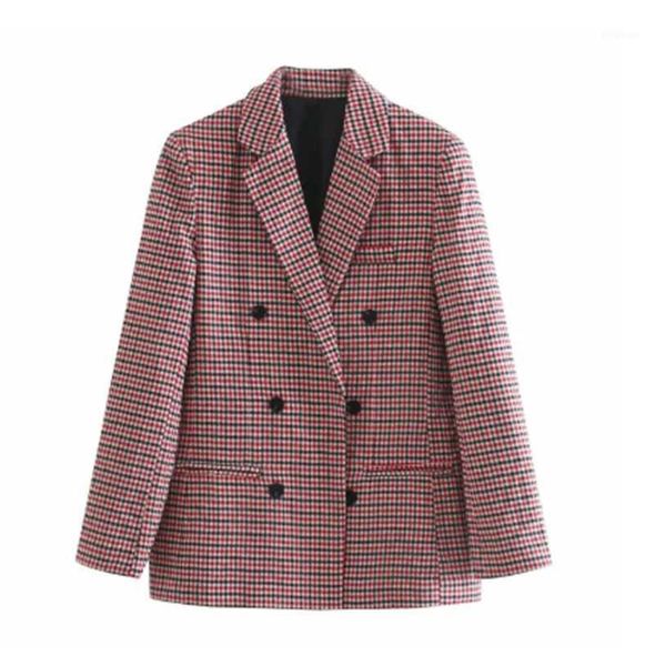 

2021 fashion autumn women plaid and jackets work office lady suit slim double breasted business female winter coat1, Black;brown