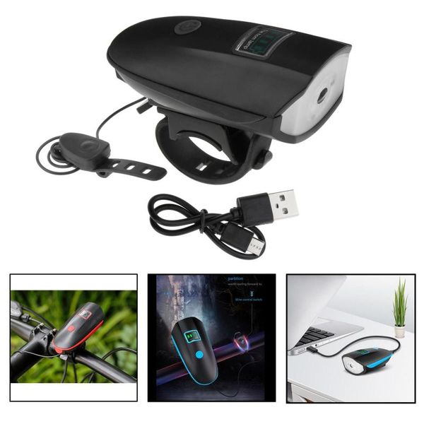 

usb rechargeable headlight front light handlebar lamp cycling + horn