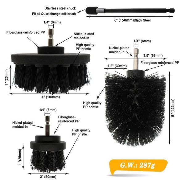 

4pcs/set power scrubber drill brush kit electric cleaning brush with extension for car,grout, tiles,bathroom, kitchen & q jllsbc