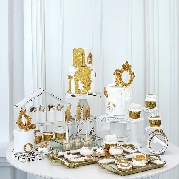 

other festive & party supplies sweetgo 12 pieces cake stands set mirror plate wedding table supply cupcake glass tray home decoration desser