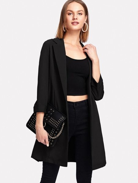 

split side longline blazer a3cc#, White;black