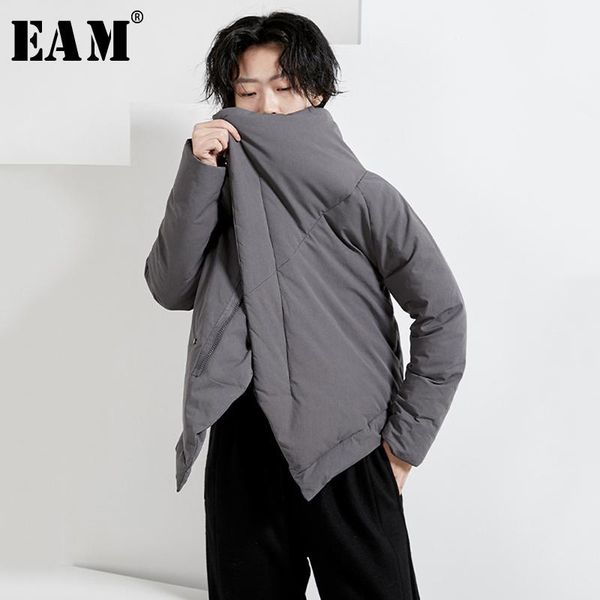 

eam] loose fit big size short warm big size down jacket new long sleeve warm women parkas fashion autumn winter 2020 1n2691, Black