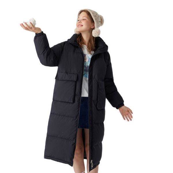 

semir 2019 winter new down jacket women loose paragraph over knee long thin thick gray duck coat