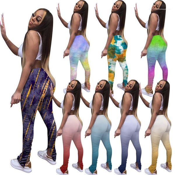 

dye casual floral elastics waist womens designer flare pants skinny print sweatpants pleated gradient womens stacked pants tie, Black;white