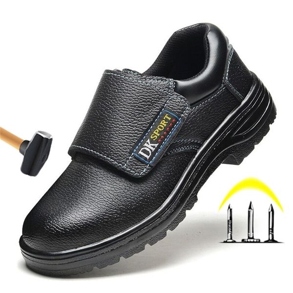 

boots men steel toe work boot slip-on safety male wear-resistant leather shoes plus size y200915, Black;brown